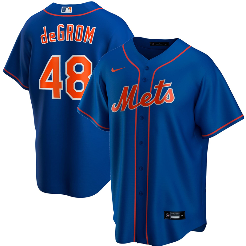 2020 MLB Men New York Mets #48 Jacob deGrom Nike Royal Alternate 2020 Replica Player Jersey 1->new york mets->MLB Jersey